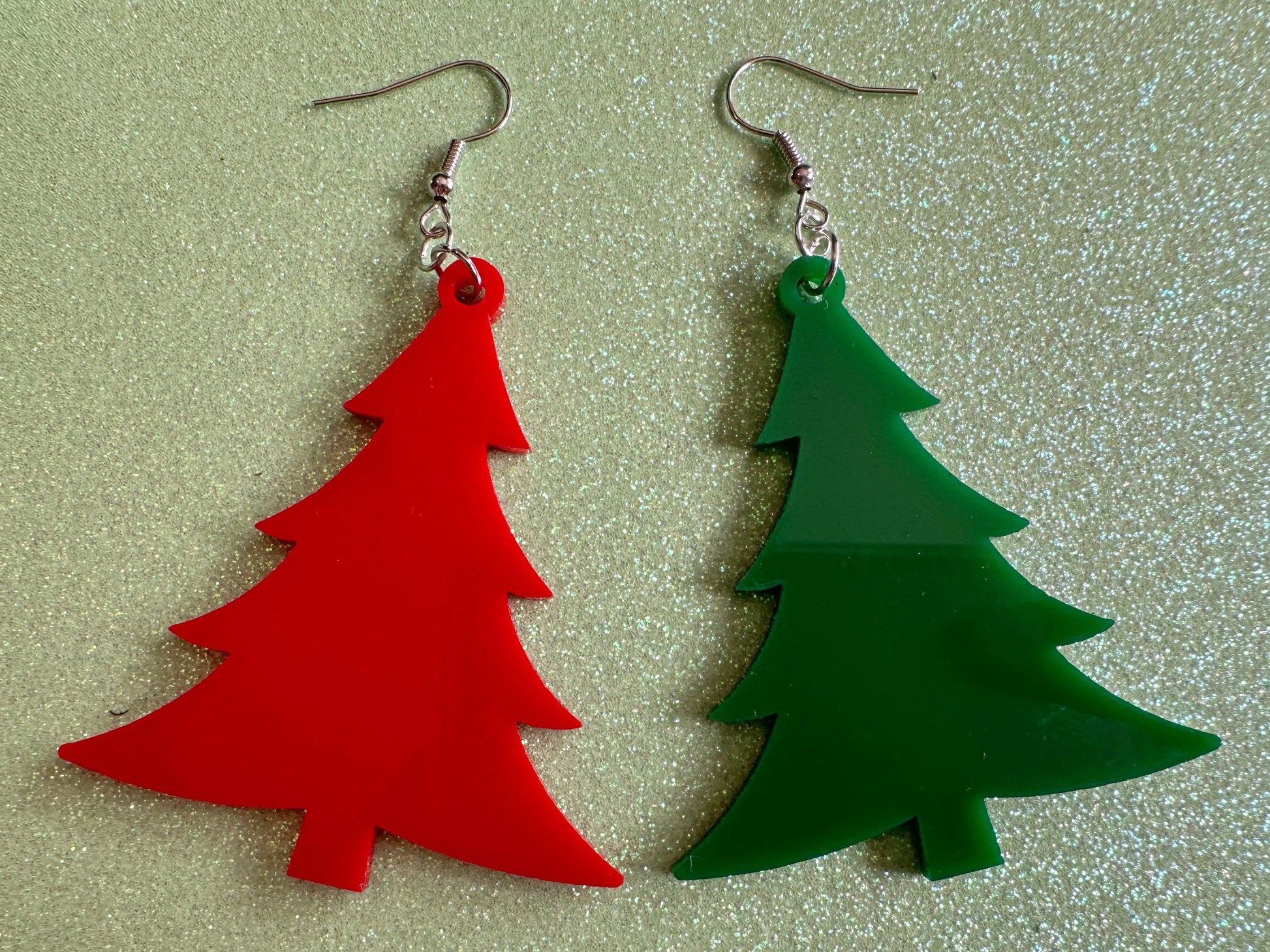 Christmas Tree Earrings: Laser Cut Acrylic Trees, Green Earrings, Xmas, Winter, Best Gifts for Her/Him/Them