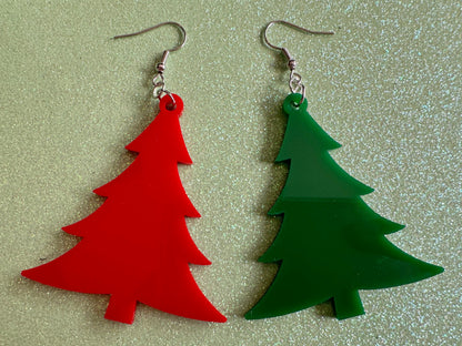 Christmas Tree Earrings: Laser Cut Acrylic Trees, Green Earrings, Xmas, Winter, Best Gifts for Her/Him/Them