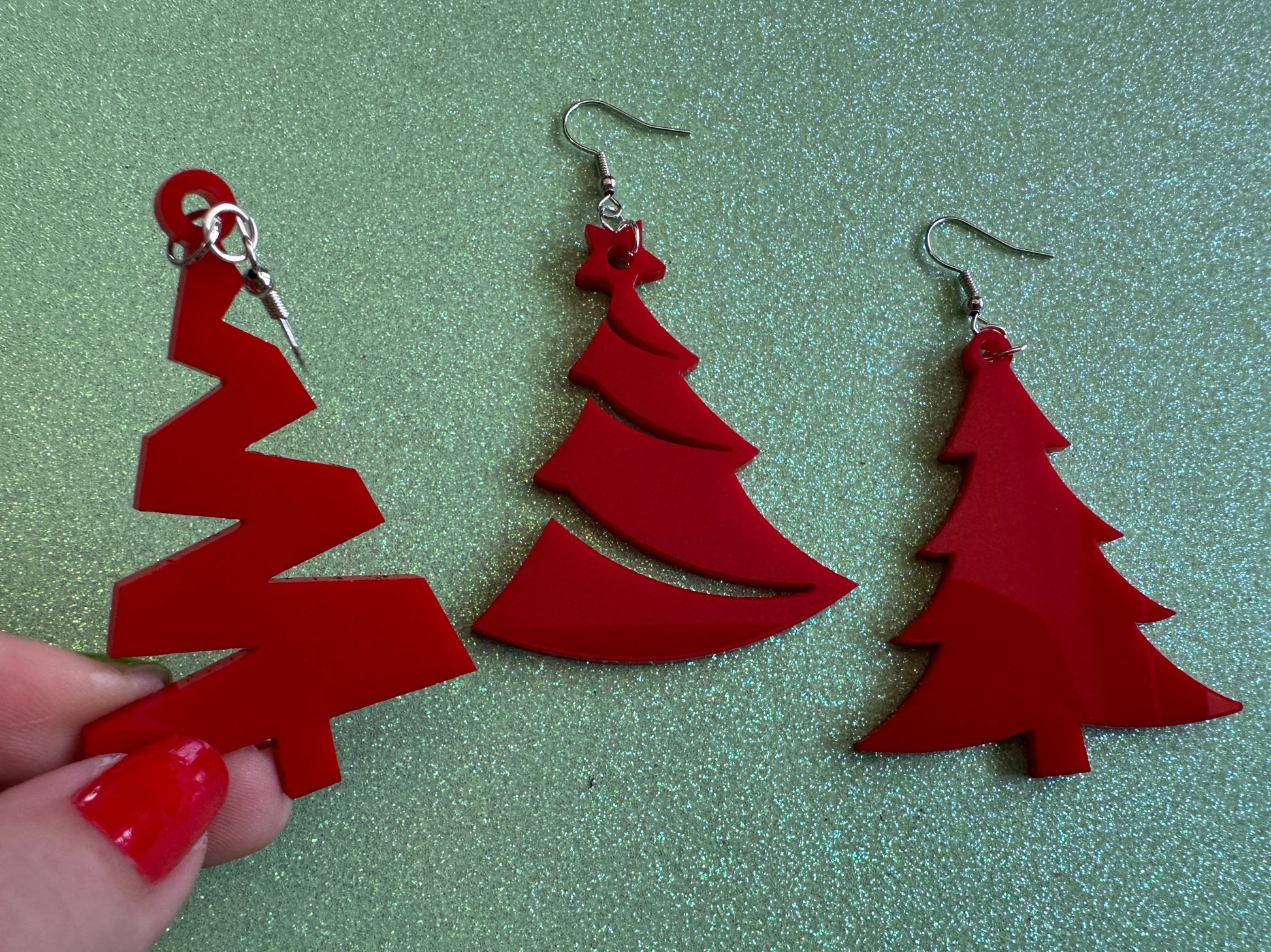 Christmas Tree Earrings: Laser Cut Acrylic Trees, Green Earrings, Xmas, Winter, Best Gifts for Her/Him/Them