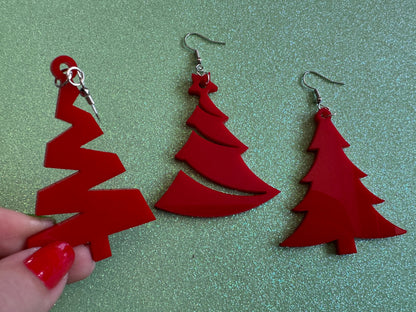 Christmas Tree Earrings: Laser Cut Acrylic Trees, Green Earrings, Xmas, Winter, Best Gifts for Her/Him/Them