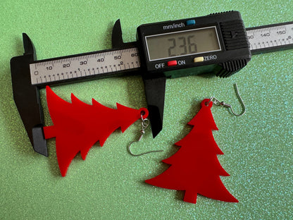 Christmas Tree Earrings: Laser Cut Acrylic Trees, Green Earrings, Xmas, Winter, Best Gifts for Her/Him/Them