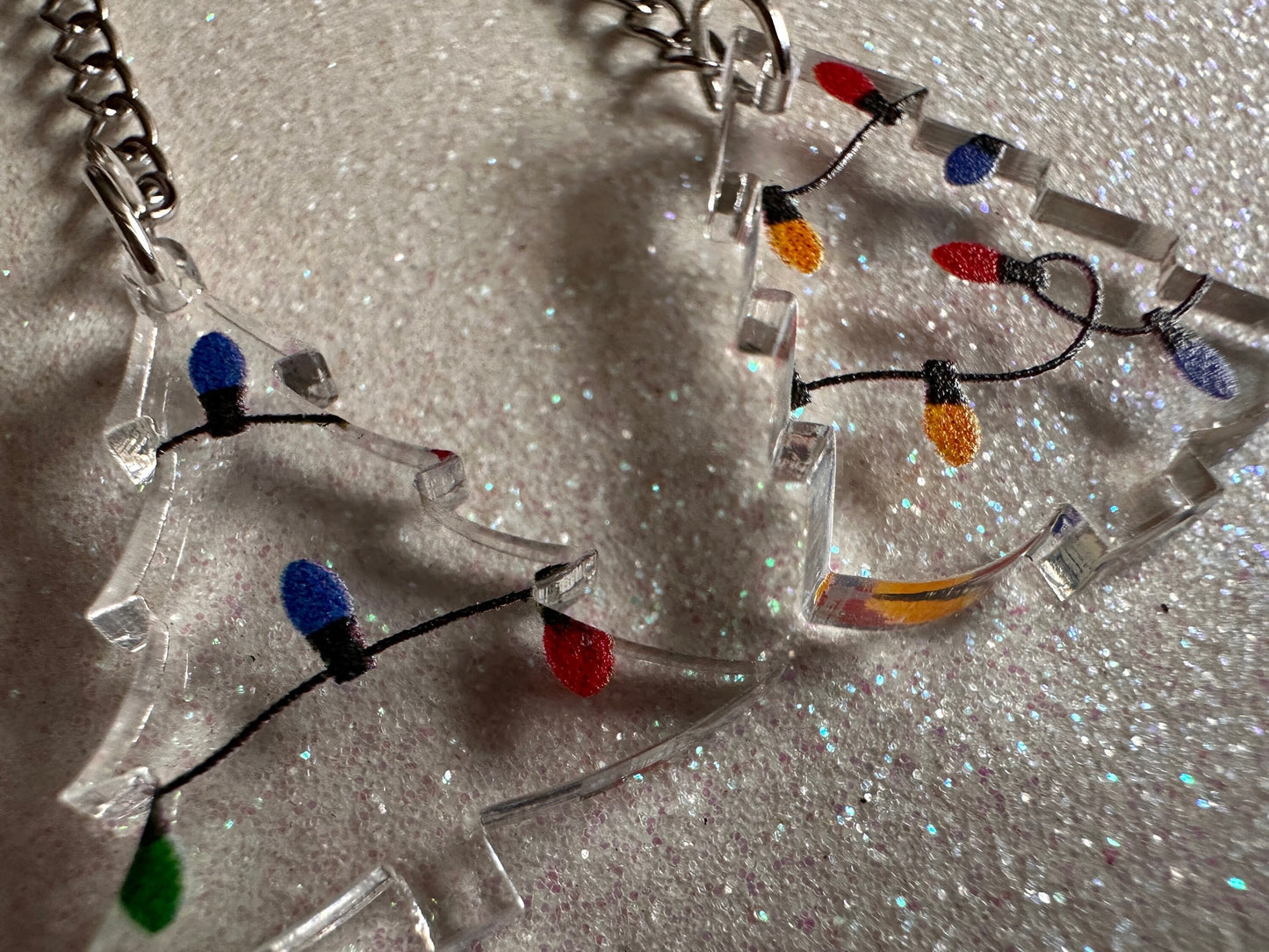 Christmas Tree Earrings: Laser Cut Acrylic Trees, Green Earrings, Xmas, Winter, Christmas Lights, Fairy Lights, Best Gifts for Her/Him/Them