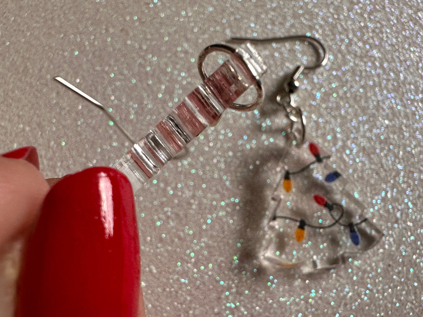 Christmas Tree Earrings: Laser Cut Acrylic Trees, Green Earrings, Xmas, Winter, Christmas Lights, Fairy Lights, Best Gifts for Her/Him/Them