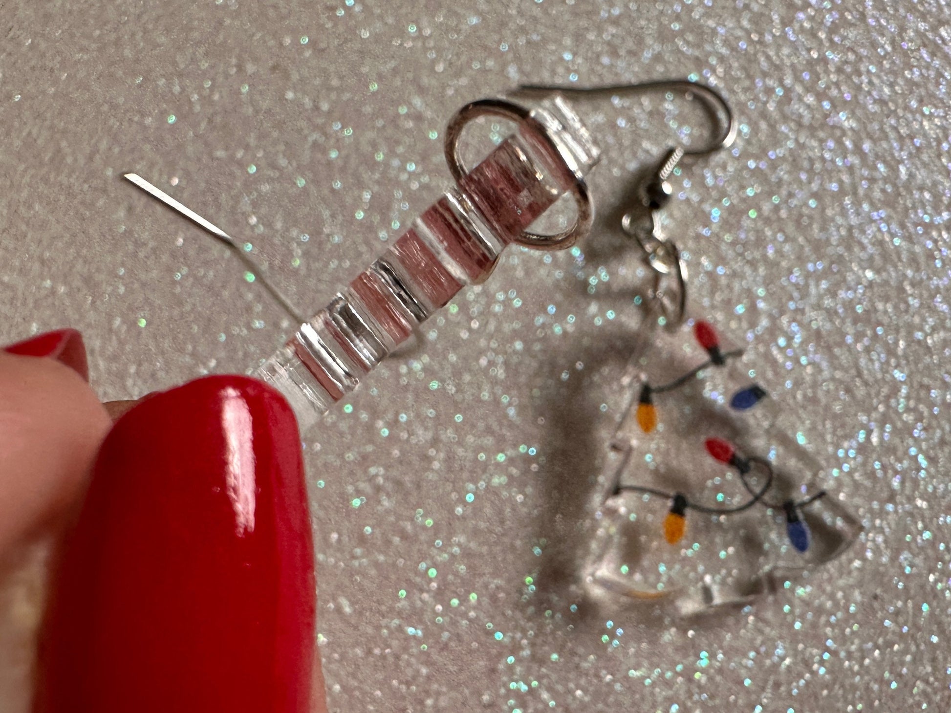Christmas Tree Earrings: Laser Cut Acrylic Trees, Green Earrings, Xmas, Winter, Christmas Lights, Fairy Lights, Best Gifts for Her/Him/Them