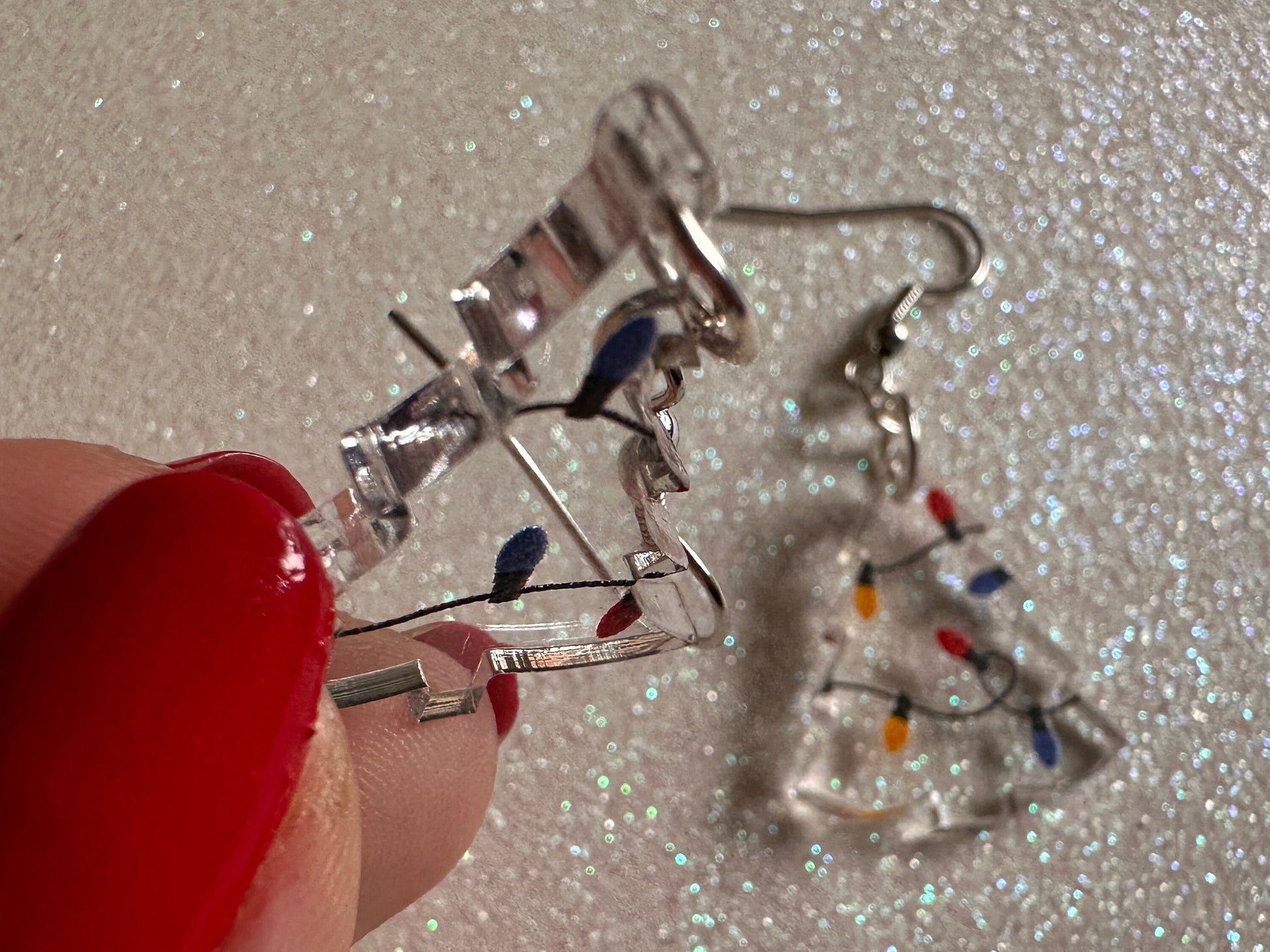 Christmas Tree Earrings: Laser Cut Acrylic Trees, Green Earrings, Xmas, Winter, Christmas Lights, Fairy Lights, Best Gifts for Her/Him/Them