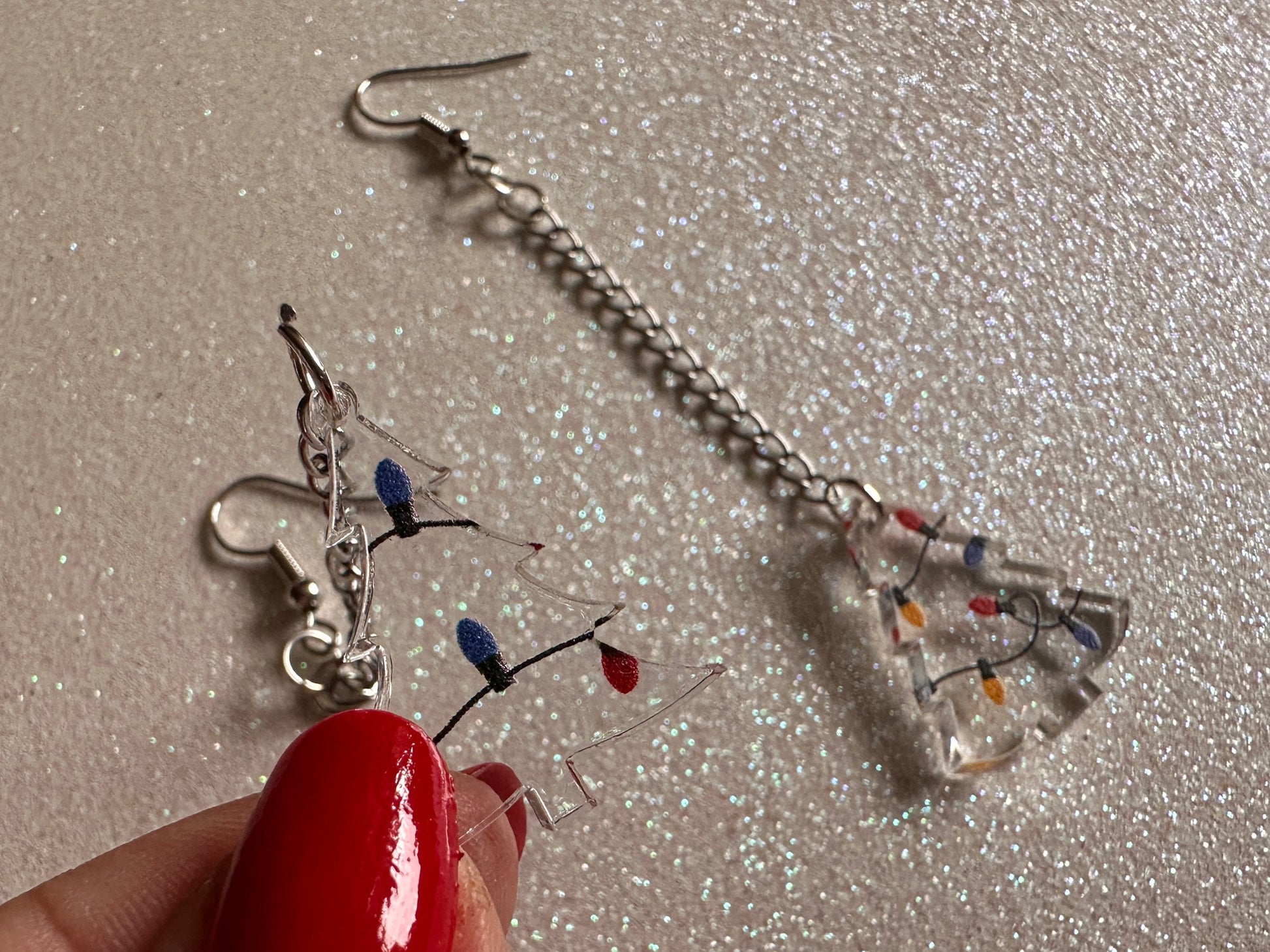 Christmas Tree Earrings: Laser Cut Acrylic Trees, Green Earrings, Xmas, Winter, Christmas Lights, Fairy Lights, Best Gifts for Her/Him/Them