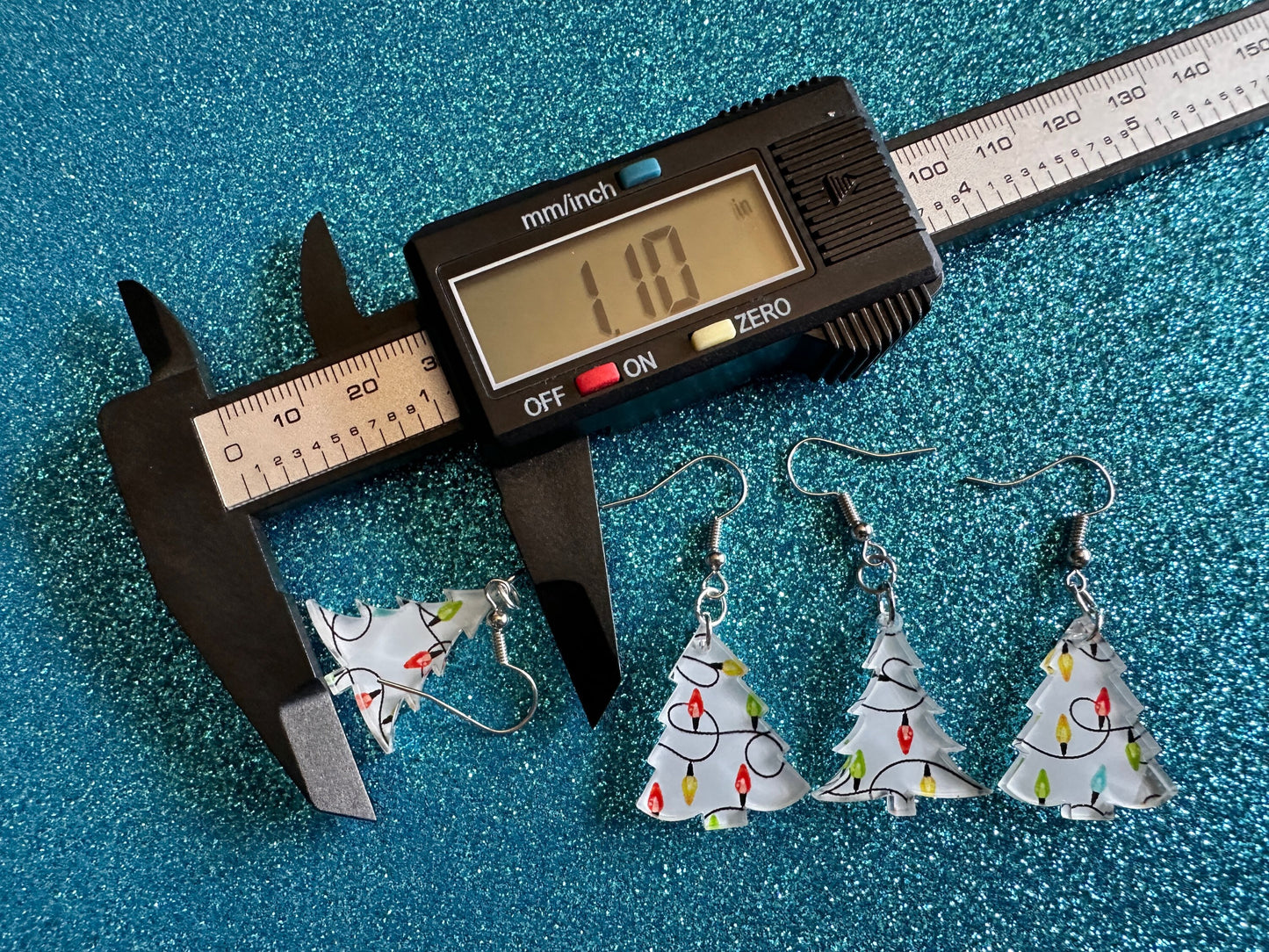 Christmas Tree Earrings: Laser Cut Acrylic Trees, Green Earrings, Xmas, Winter, Christmas Lights, Fairy Lights, Gifts for Her/Him/Them