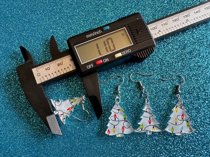 Christmas Tree Earrings: Laser Cut Acrylic Trees, Green Earrings, Xmas, Winter, Christmas Lights, Fairy Lights, Gifts for Her/Him/Them