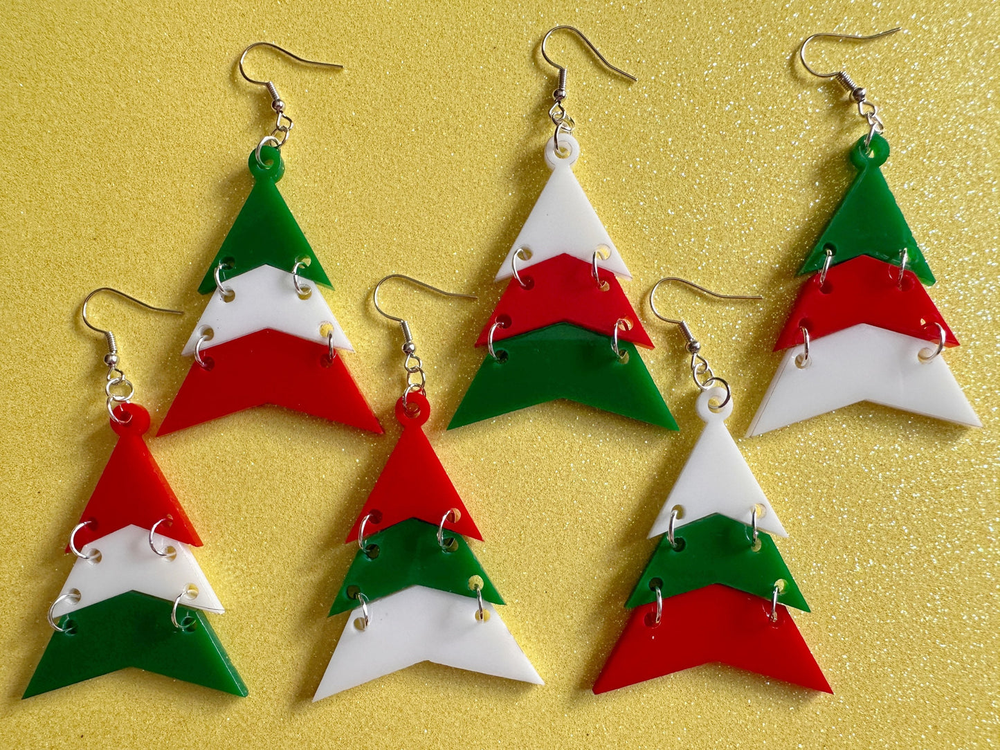 Christmas Tree Earrings: Laser Cut Acrylic Trees, Green Earrings, Xmas, Winter, Gifts for Her/Him/Them