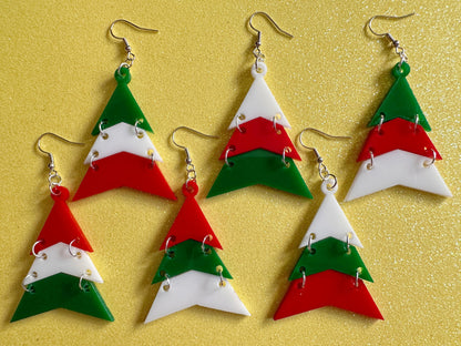 Christmas Tree Earrings: Laser Cut Acrylic Trees, Green Earrings, Xmas, Winter, Gifts for Her/Him/Them