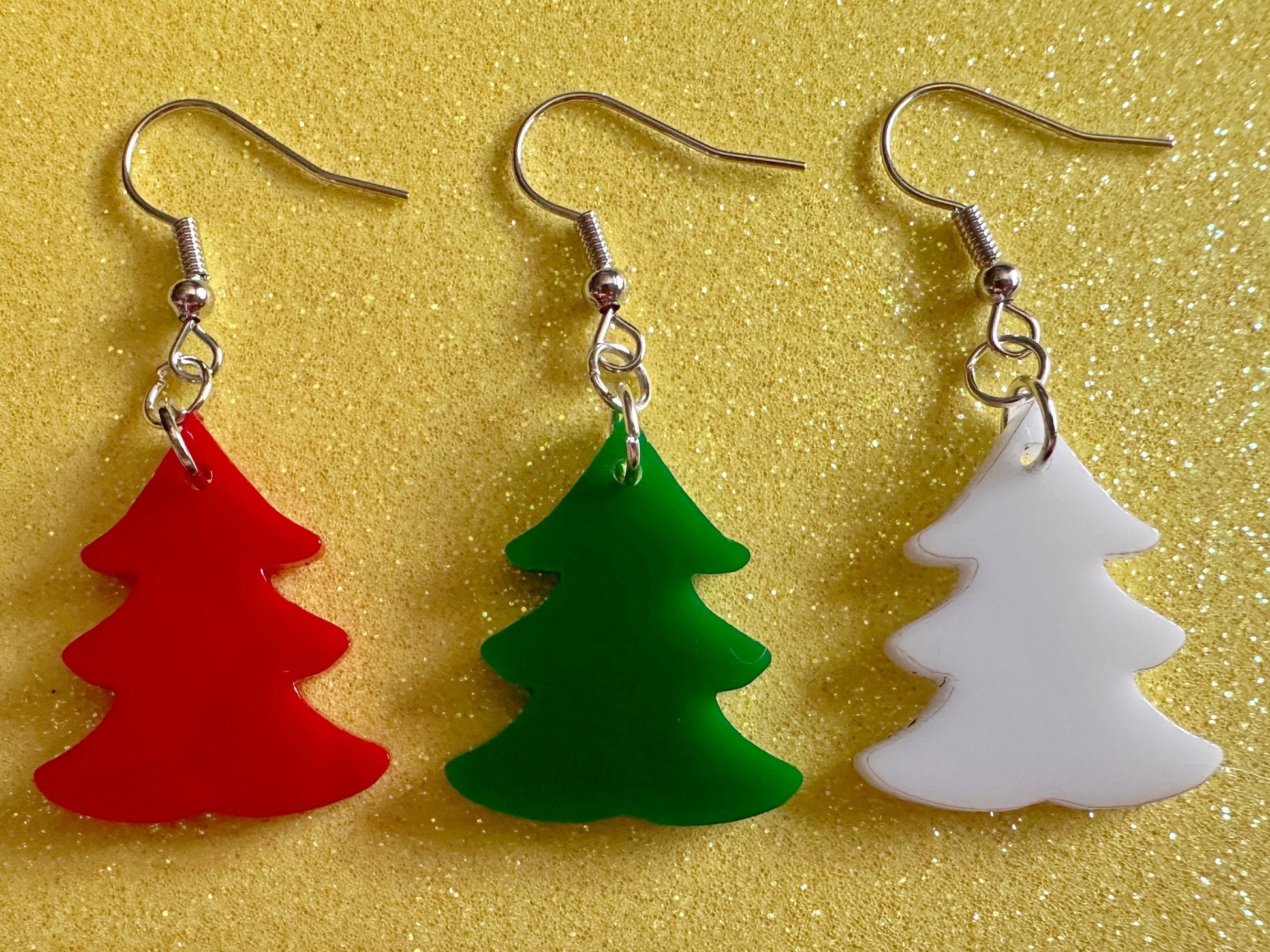 Christmas Tree Earrings: Laser Cut Acrylic Trees, Green Earrings, Xmas, Winter, Gifts for Her/Him/Them