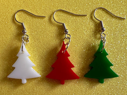 Christmas Tree Earrings: Laser Cut Acrylic Trees, Green Earrings, Xmas, Winter, Gifts for Her/Him/Them