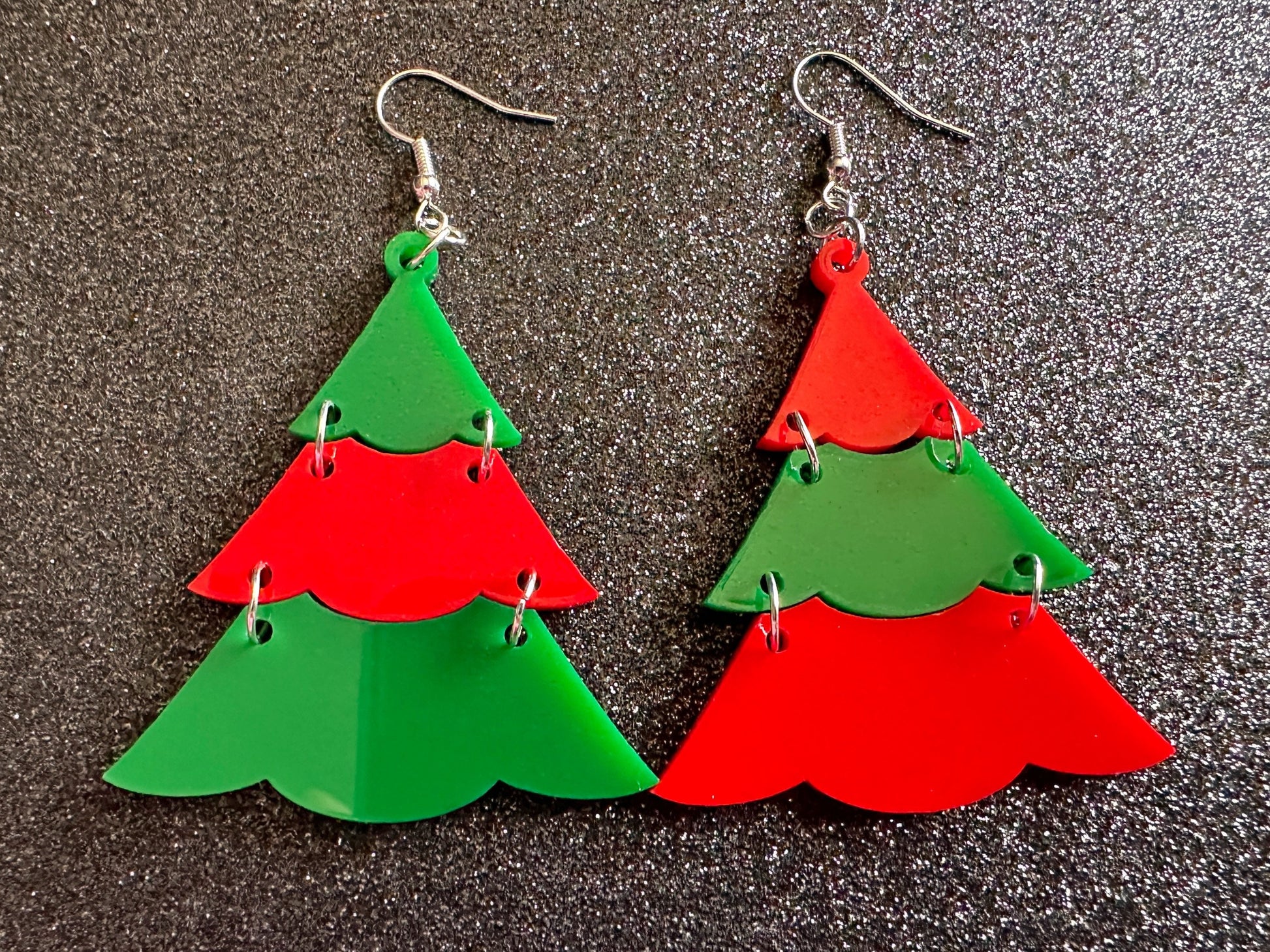Christmas Tree Earrings: Laser Cut Acrylic Trees, Green Earrings, Xmas, Winter, Gifts for Her/Him/Them