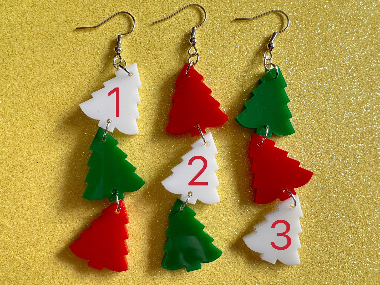 Christmas Tree Earrings: Laser Cut Acrylic Trees, Green Earrings, Xmas, Winter, Gifts for Her/Him/Them