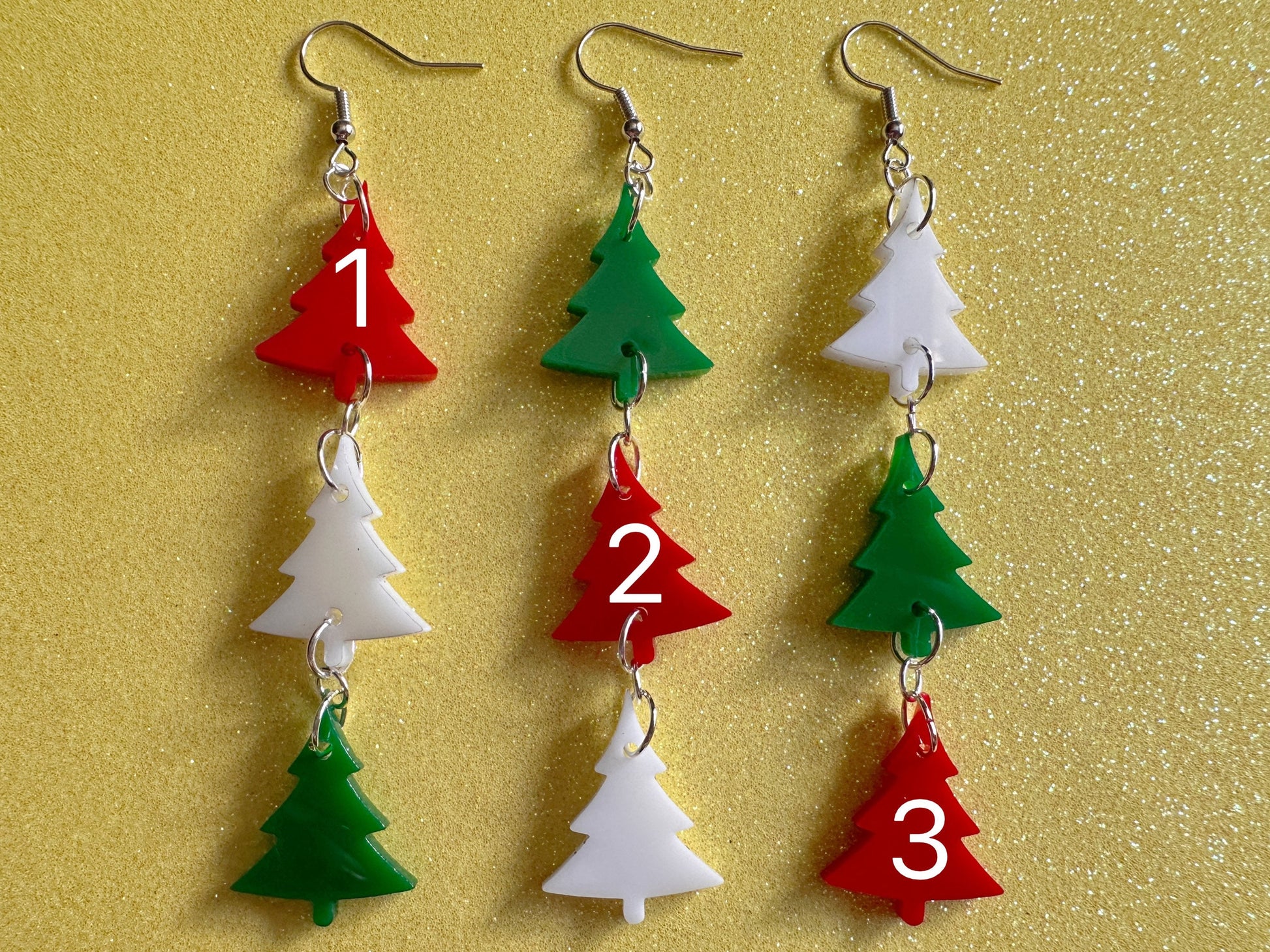 Christmas Tree Earrings: Laser Cut Acrylic Trees, Green Earrings, Xmas, Winter, Gifts for Her/Him/Them