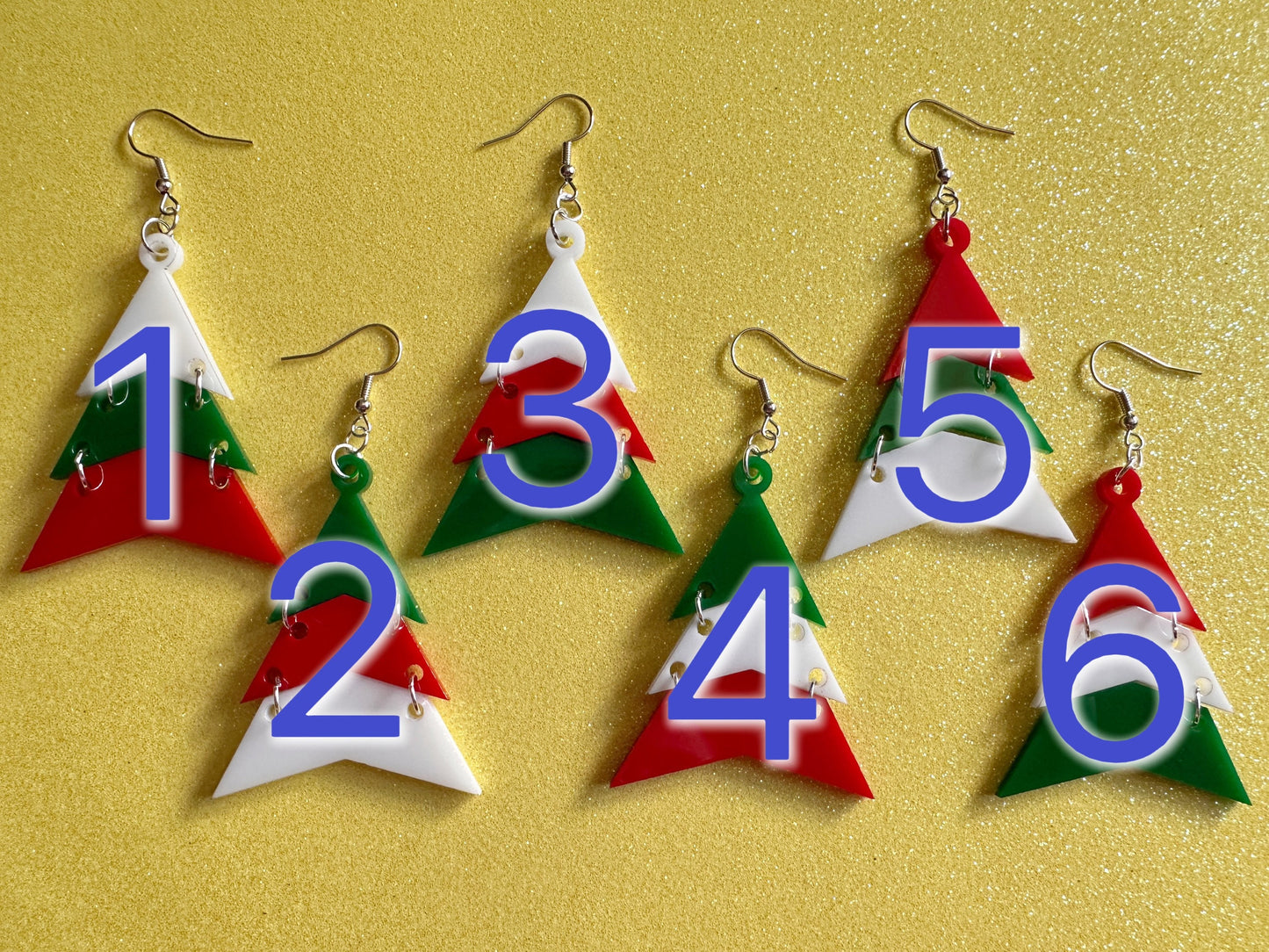 Christmas Tree Earrings: Laser Cut Acrylic Trees, Green Earrings, Xmas, Winter, Gifts for Her/Him/Them