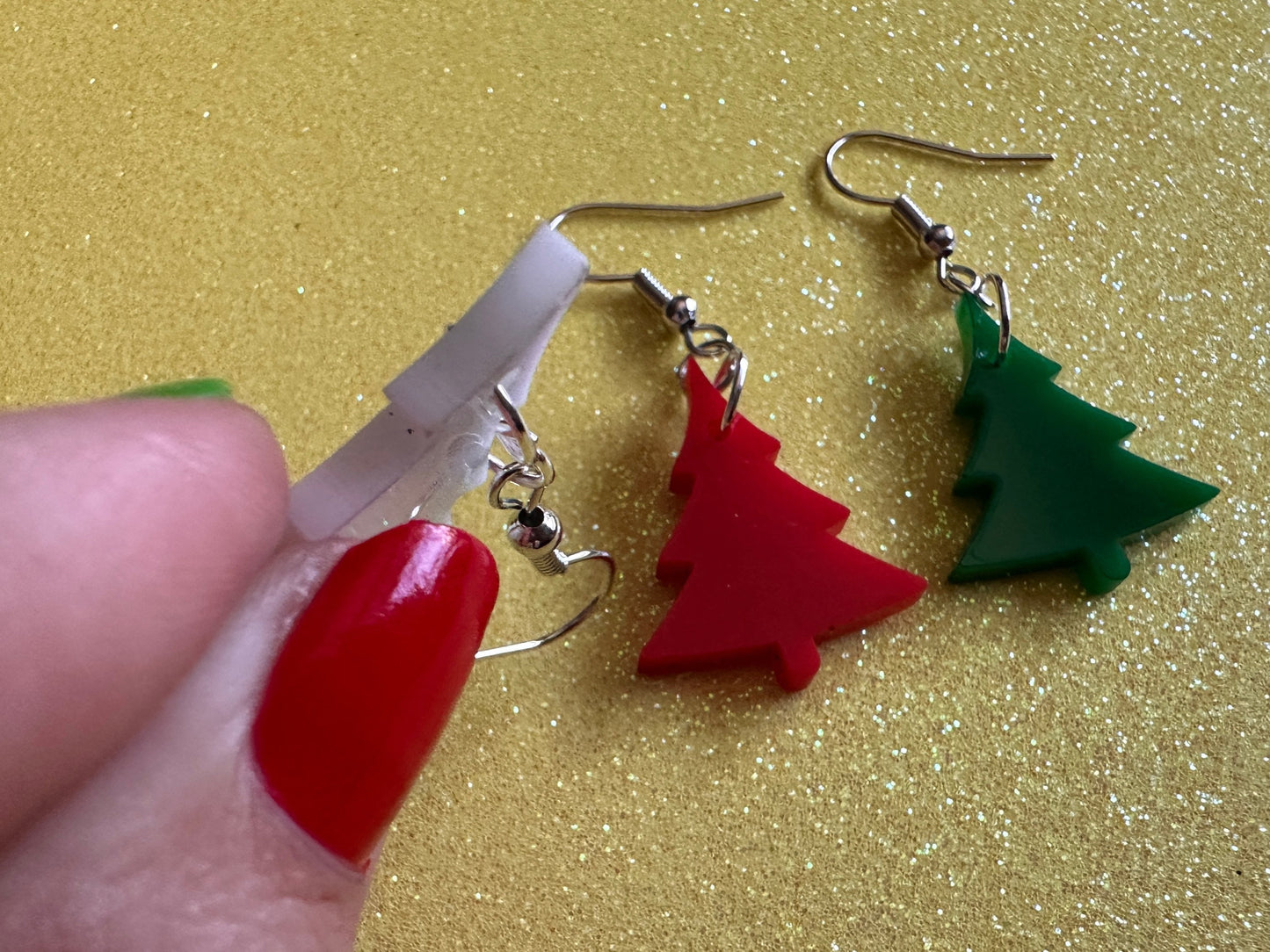 Christmas Tree Earrings: Laser Cut Acrylic Trees, Green Earrings, Xmas, Winter, Gifts for Her/Him/Them