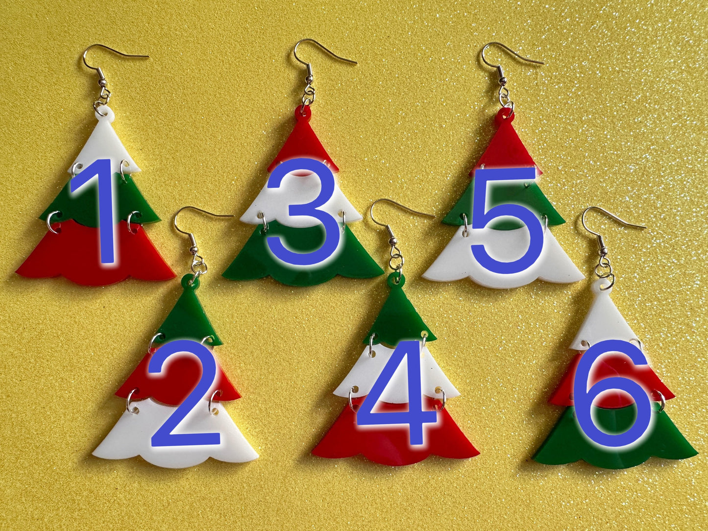Christmas Tree Earrings: Laser Cut Acrylic Trees, Green Earrings, Xmas, Winter, Gifts for Her/Him/Them