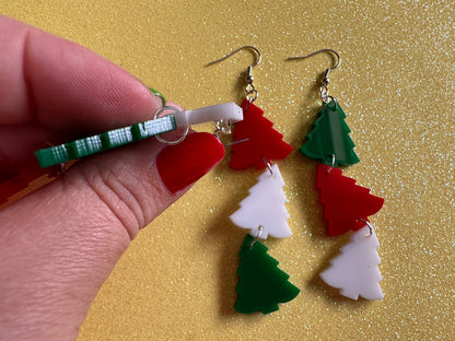 Christmas Tree Earrings: Laser Cut Acrylic Trees, Green Earrings, Xmas, Winter, Gifts for Her/Him/Them