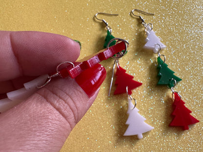 Christmas Tree Earrings: Laser Cut Acrylic Trees, Green Earrings, Xmas, Winter, Gifts for Her/Him/Them