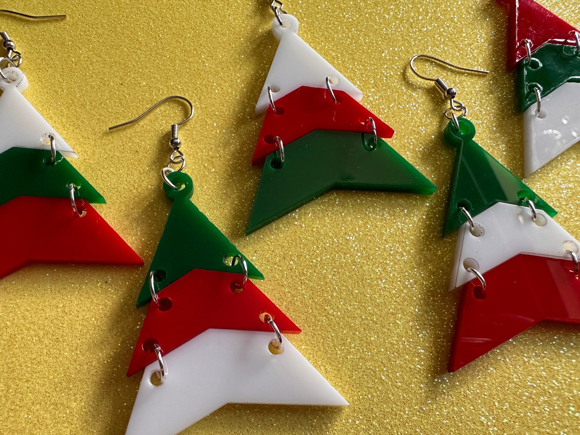Christmas Tree Earrings: Laser Cut Acrylic Trees, Green Earrings, Xmas, Winter, Gifts for Her/Him/Them