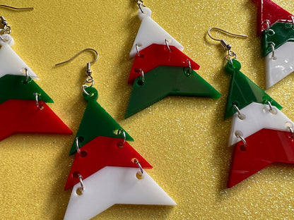 Christmas Tree Earrings: Laser Cut Acrylic Trees, Green Earrings, Xmas, Winter, Gifts for Her/Him/Them