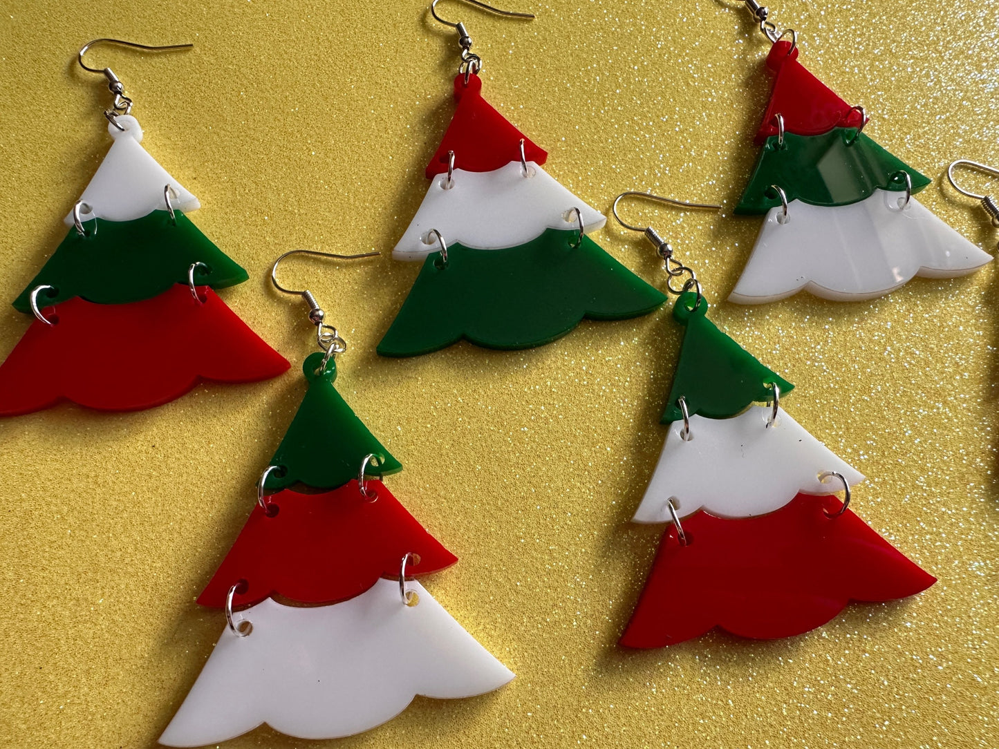 Christmas Tree Earrings: Laser Cut Acrylic Trees, Green Earrings, Xmas, Winter, Gifts for Her/Him/Them