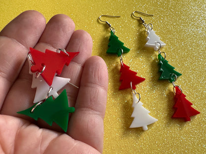 Christmas Tree Earrings: Laser Cut Acrylic Trees, Green Earrings, Xmas, Winter, Gifts for Her/Him/Them