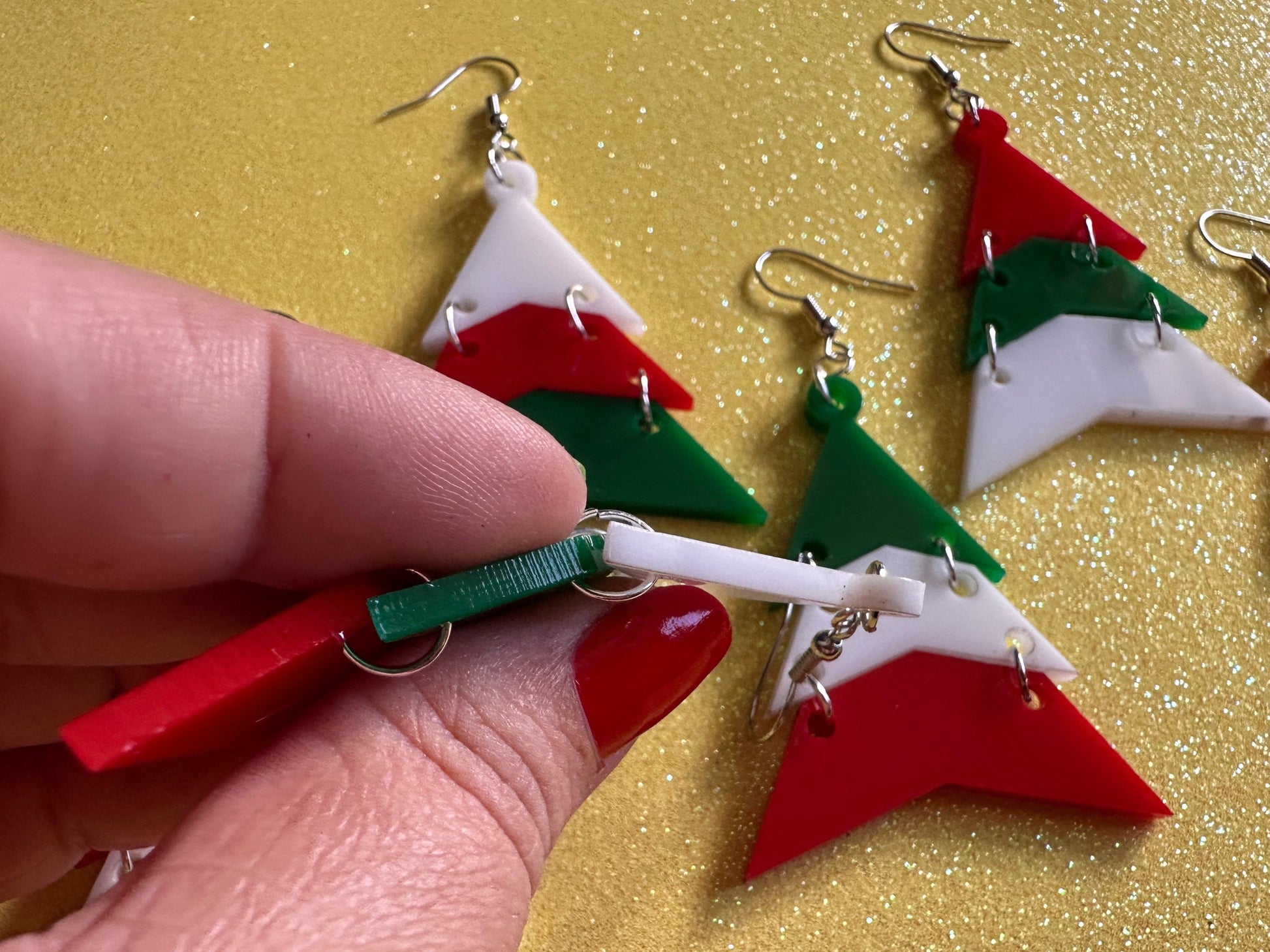 Christmas Tree Earrings: Laser Cut Acrylic Trees, Green Earrings, Xmas, Winter, Gifts for Her/Him/Them