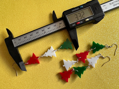 Christmas Tree Earrings: Laser Cut Acrylic Trees, Green Earrings, Xmas, Winter, Gifts for Her/Him/Them