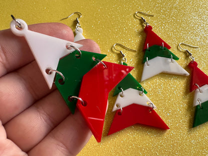 Christmas Tree Earrings: Laser Cut Acrylic Trees, Green Earrings, Xmas, Winter, Gifts for Her/Him/Them