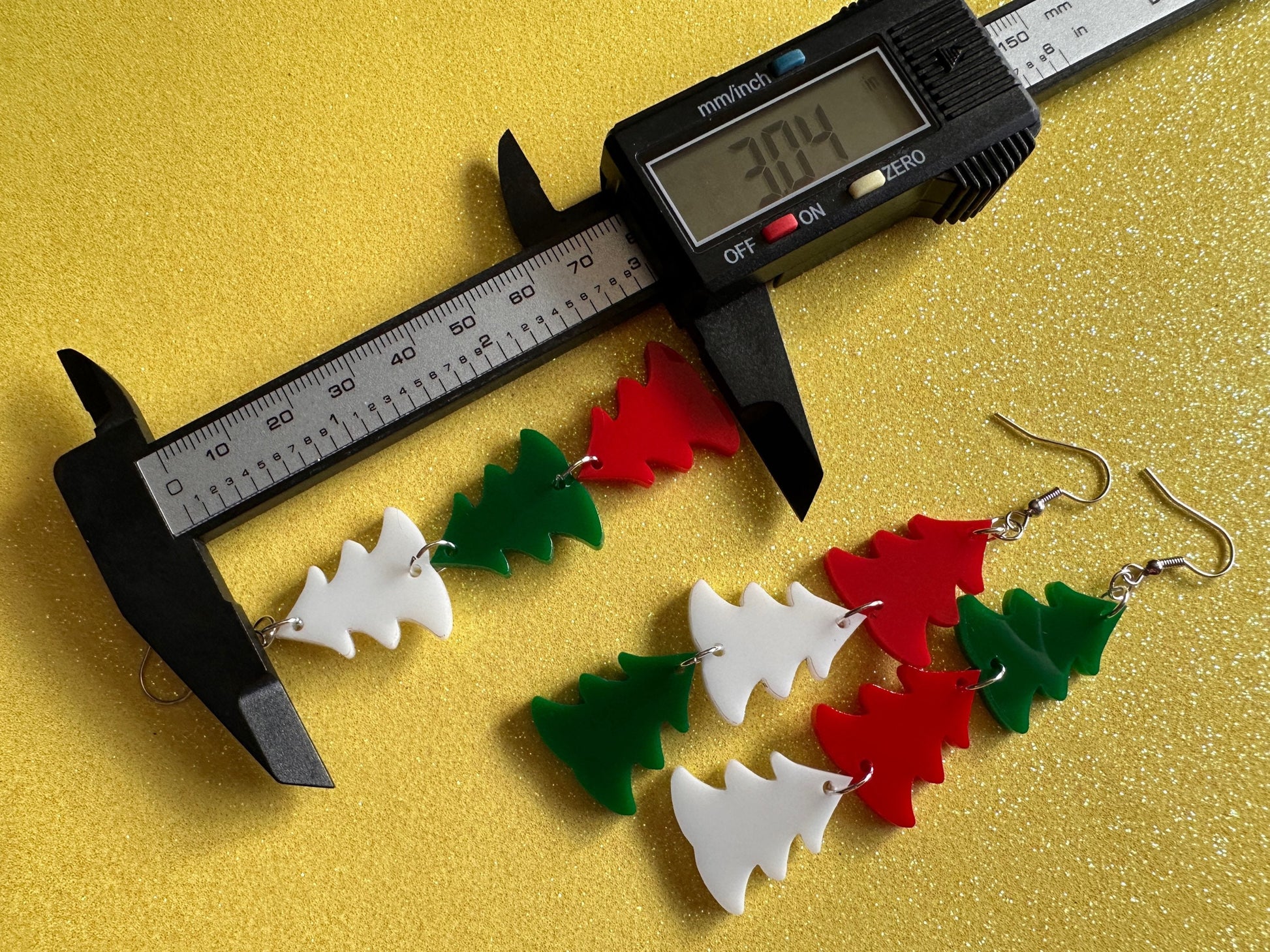 Christmas Tree Earrings: Laser Cut Acrylic Trees, Green Earrings, Xmas, Winter, Gifts for Her/Him/Them