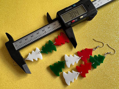 Christmas Tree Earrings: Laser Cut Acrylic Trees, Green Earrings, Xmas, Winter, Gifts for Her/Him/Them