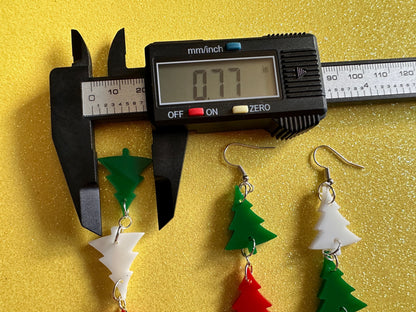 Christmas Tree Earrings: Laser Cut Acrylic Trees, Green Earrings, Xmas, Winter, Gifts for Her/Him/Them