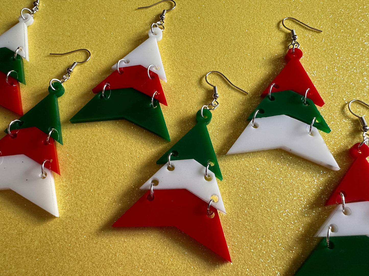 Christmas Tree Earrings: Laser Cut Acrylic Trees, Green Earrings, Xmas, Winter, Gifts for Her/Him/Them