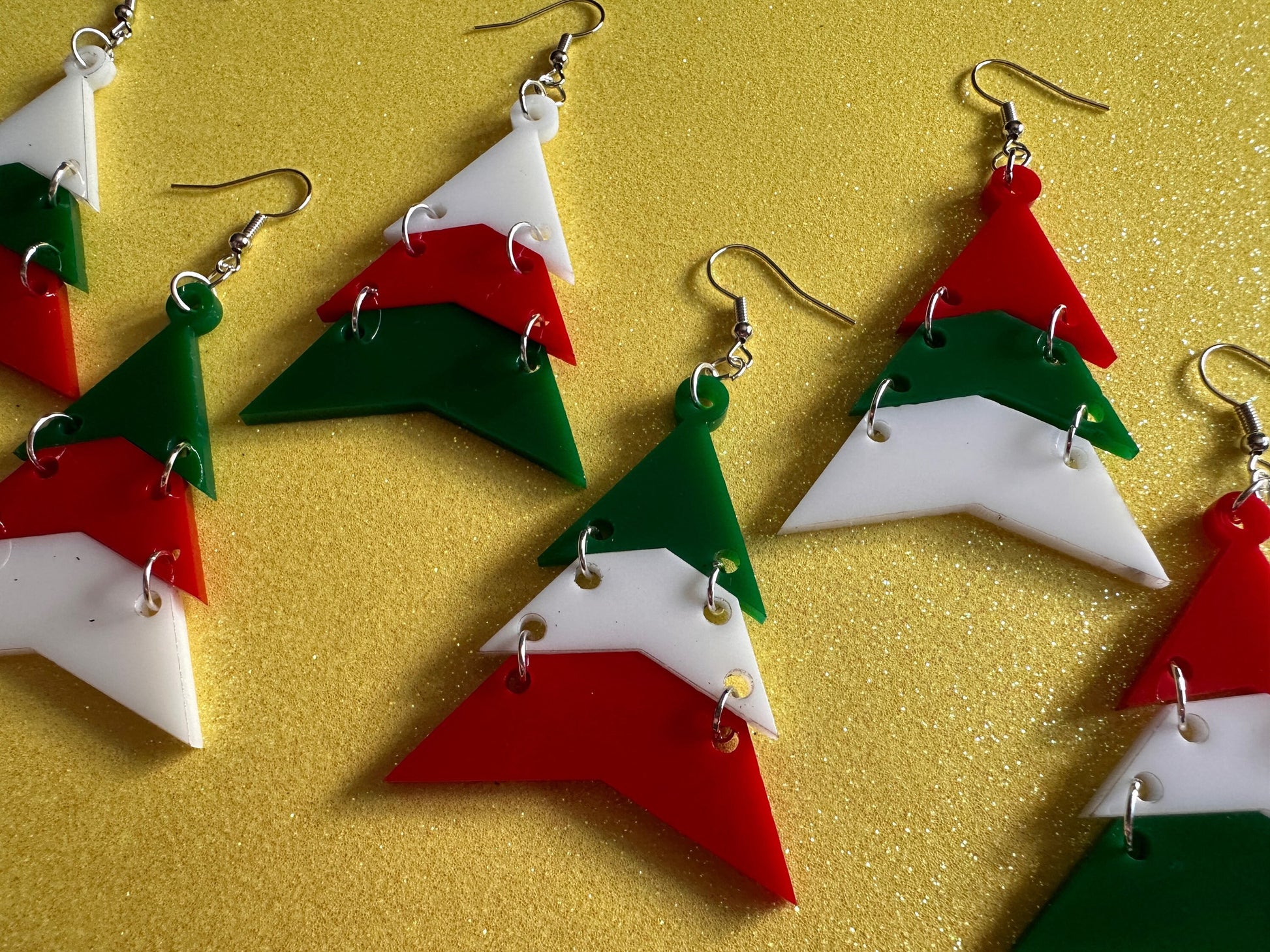 Christmas Tree Earrings: Laser Cut Acrylic Trees, Green Earrings, Xmas, Winter, Gifts for Her/Him/Them