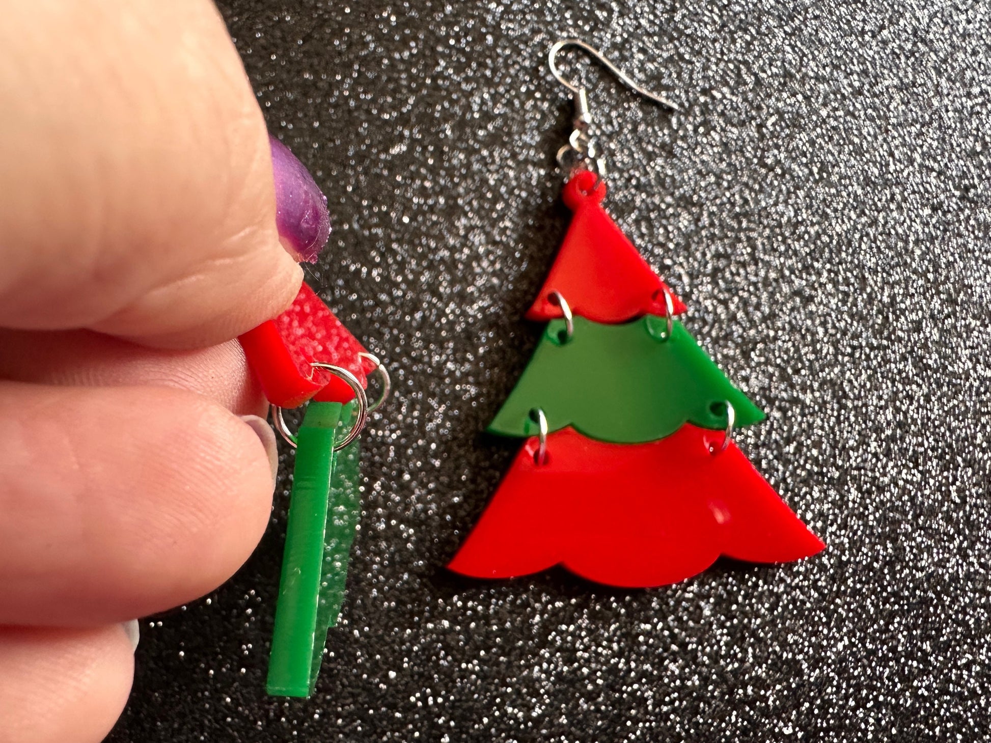 Christmas Tree Earrings: Laser Cut Acrylic Trees, Green Earrings, Xmas, Winter, Gifts for Her/Him/Them