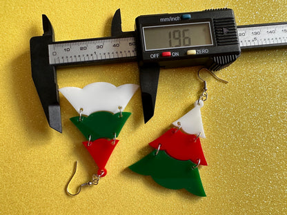 Christmas Tree Earrings: Laser Cut Acrylic Trees, Green Earrings, Xmas, Winter, Gifts for Her/Him/Them