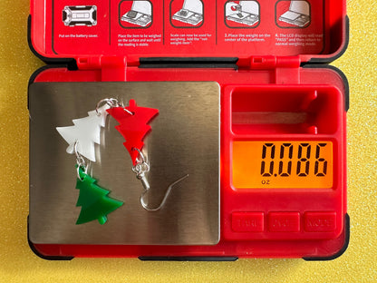 Christmas Tree Earrings: Laser Cut Acrylic Trees, Green Earrings, Xmas, Winter, Gifts for Her/Him/Them