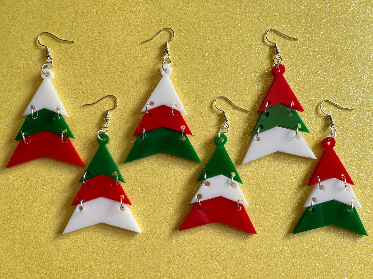 Christmas Tree Earrings: Laser Cut Acrylic Trees, Green Earrings, Xmas, Winter, Gifts for Her/Him/Them