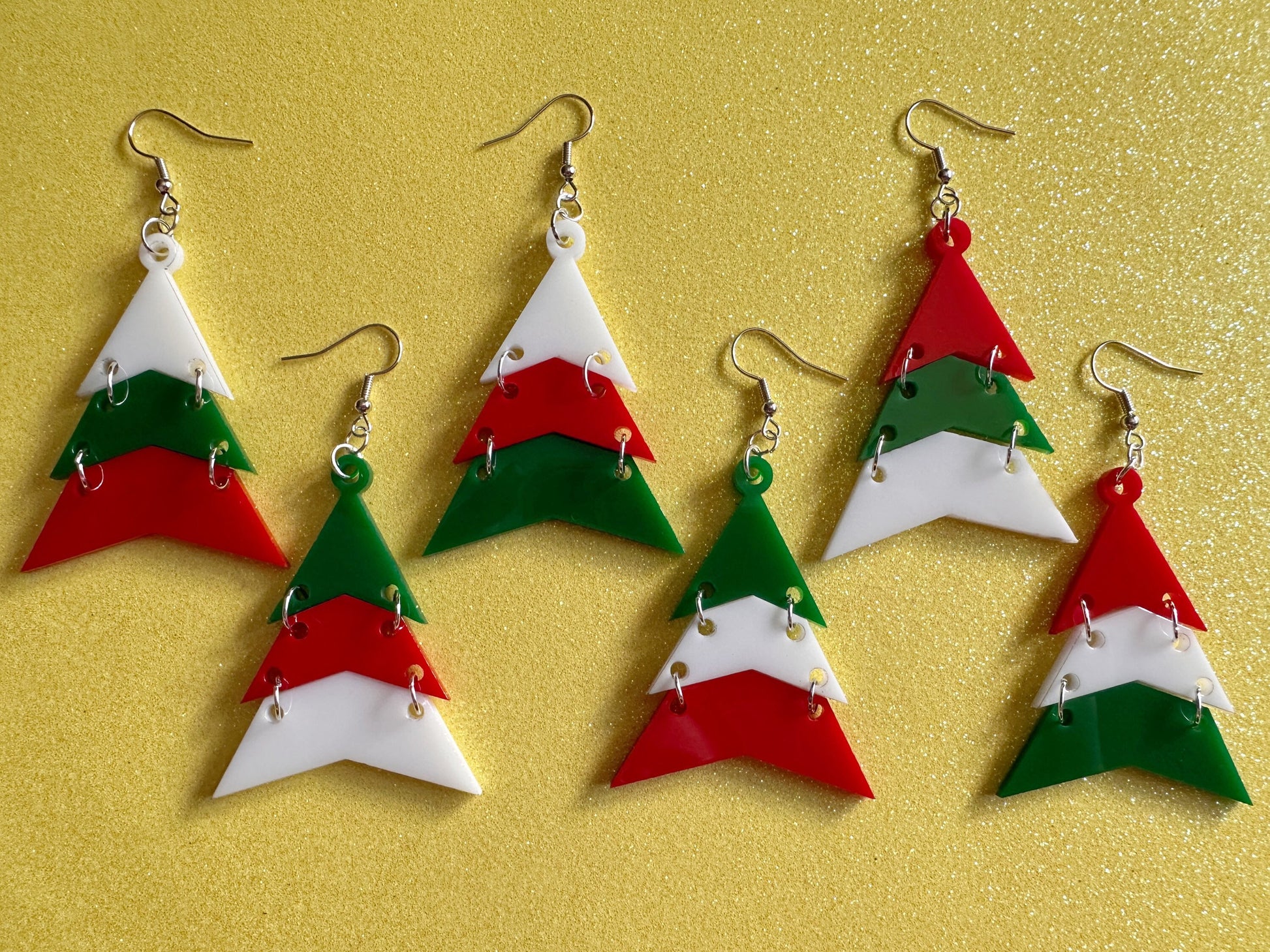Christmas Tree Earrings: Laser Cut Acrylic Trees, Green Earrings, Xmas, Winter, Gifts for Her/Him/Them