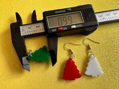 Christmas Tree Earrings: Laser Cut Acrylic Trees, Green Earrings, Xmas, Winter, Gifts for Her/Him/Them