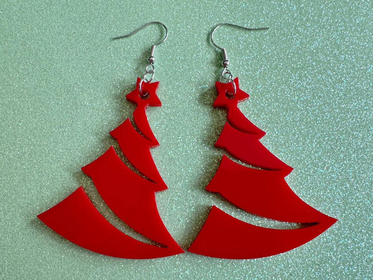 Christmas Tree Earrings: Laser Cut Acrylic Trees, Green Earrings, Xmas, Winter, X-mas, Best Gifts for Her/Him/Them