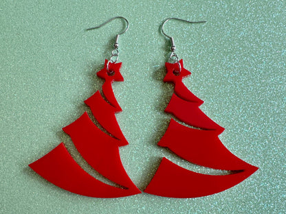 Christmas Tree Earrings: Laser Cut Acrylic Trees, Green Earrings, Xmas, Winter, X-mas, Best Gifts for Her/Him/Them