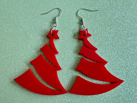 Christmas Tree Earrings: Laser Cut Acrylic Trees, Green Earrings, Xmas, Winter, X-mas, Best Gifts for Her/Him/Them