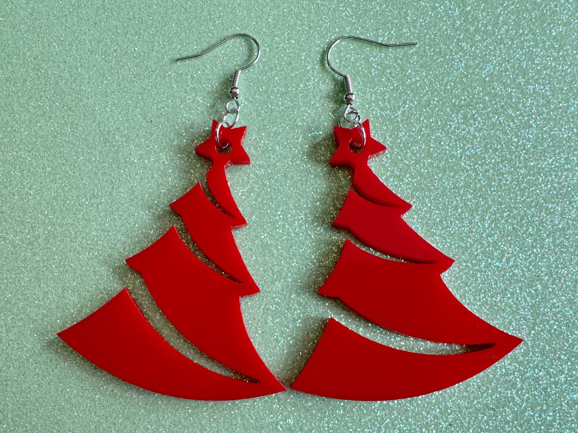 Christmas Tree Earrings: Laser Cut Acrylic Trees, Green Earrings, Xmas, X-mas, Winter, Best Gifts for Her/Him/Them
