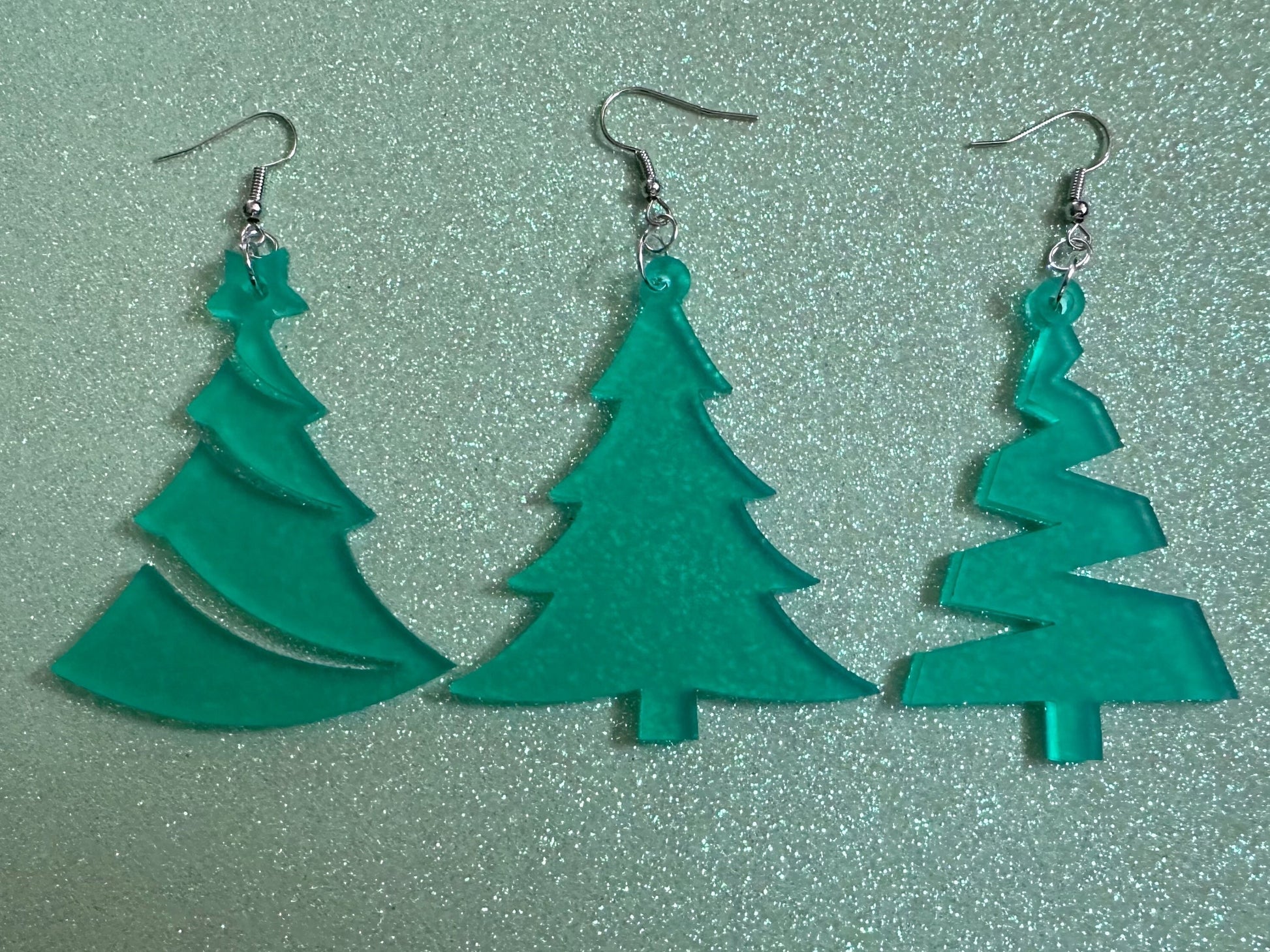 Christmas Tree Earrings: Laser Cut Acrylic Trees, Green Earrings, Xmas, X-mas, Winter, Best Gifts for Her/Him/Them