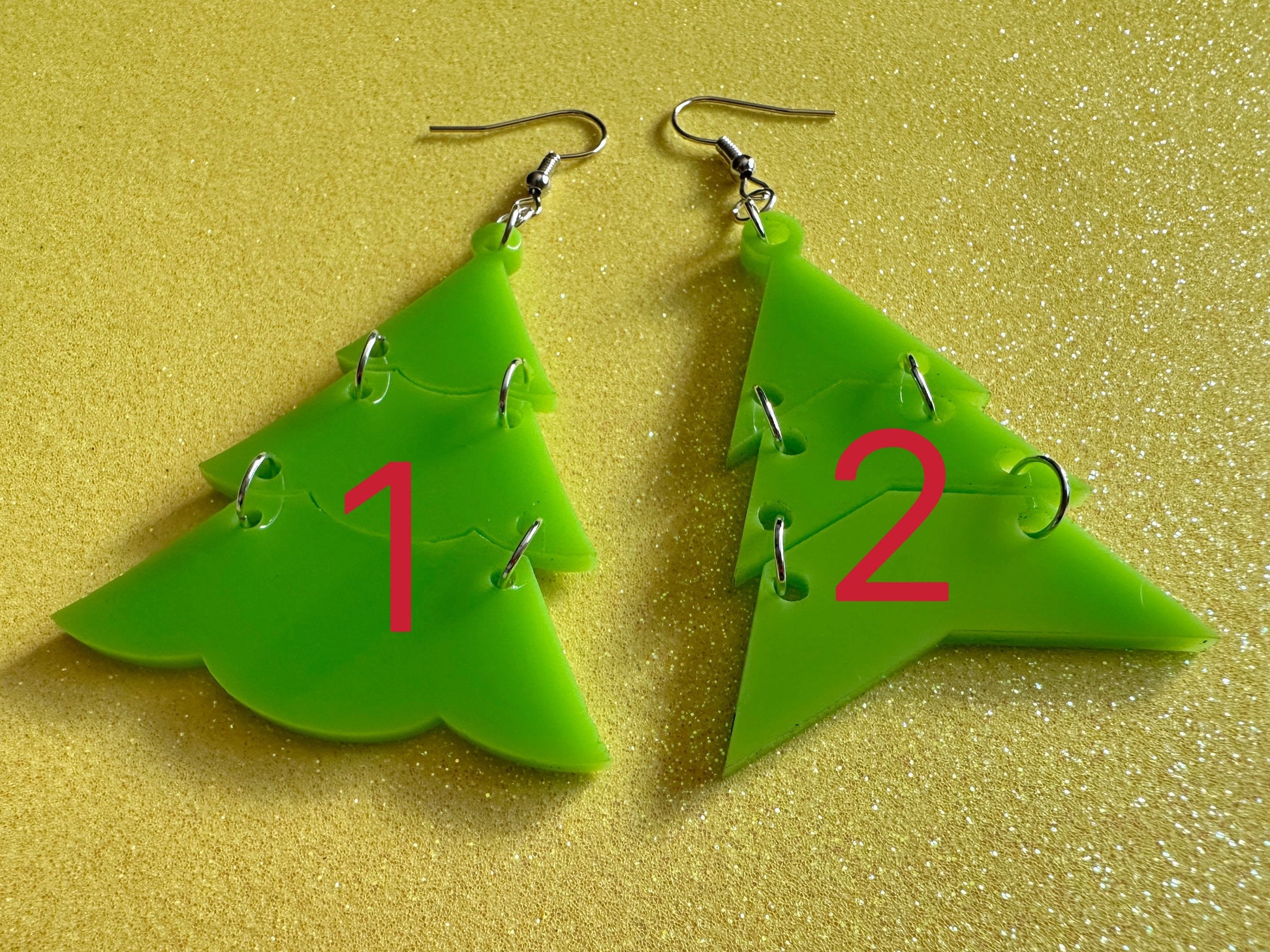 Christmas Tree Earrings: Laser Cut Acrylic Trees, Green Earrings, Xmas, X-mas, Winter, Best Gifts for Her/Him/Them