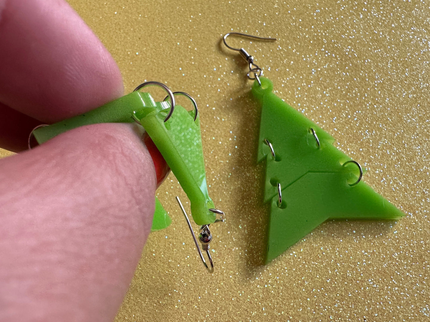Christmas Tree Earrings: Laser Cut Acrylic Trees, Green Earrings, Xmas, X-mas, Winter, Best Gifts for Her/Him/Them