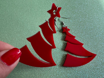 Christmas Tree Earrings: Laser Cut Acrylic Trees, Green Earrings, Xmas, X-mas, Winter, Best Gifts for Her/Him/Them